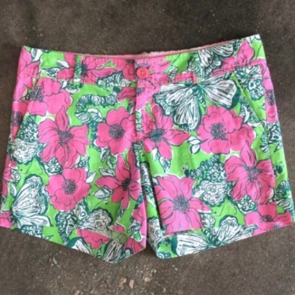 Lilly Pulitzer Callahan Shorts Pink Green Bloomin